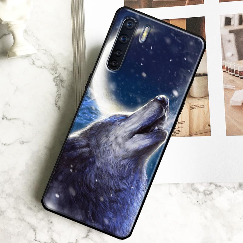 Moon Roaring Wolf Case For Oppo A18 A38 A58 A78 A98 A40 A60 A80 A16 A76 A96 A15 A17 A77 A74 A94 A54 A57S Cover