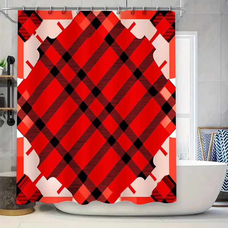 

Black Red Diamond Shower Curtain Waterproof Fabric Bathroom Decor Customizable Size Modern Design Home Decoration 3D Printing Cu 90x180cm