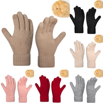 Ladies' Warm Knitted Gloves, Cycling Cold Resistant Double Layer Gloves