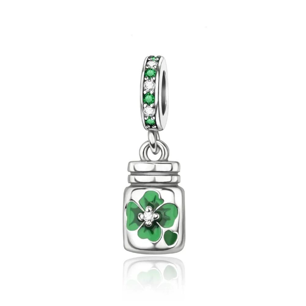 Spring 925 Silver Green Series Charm Bead For Woman Four Leaf Clover Turtle Avocado Fit Original Bracelet Making Pendant Jewelry
