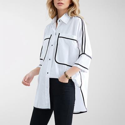 DIMANAF 2024 Plus Size Women Blouse Shirts Summer Office Tops Tunic Big Size Cotton Loose Casual Spliced Female Clothes NEW