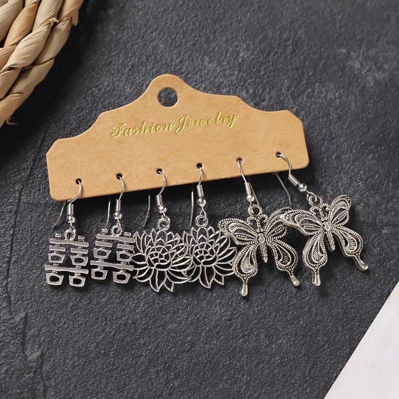 Earrings Set, Retro Handmade Tibetan Silver Earrings, Simple and Versatile Fringed Women's Ear Jewelry.