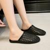 Fashion Women Mesh Slippers Low Heels Hollow Sandals Woman Mules Shoes Square Toe Summer 2025 New Trend Casual Dress Beach Slides Mujer