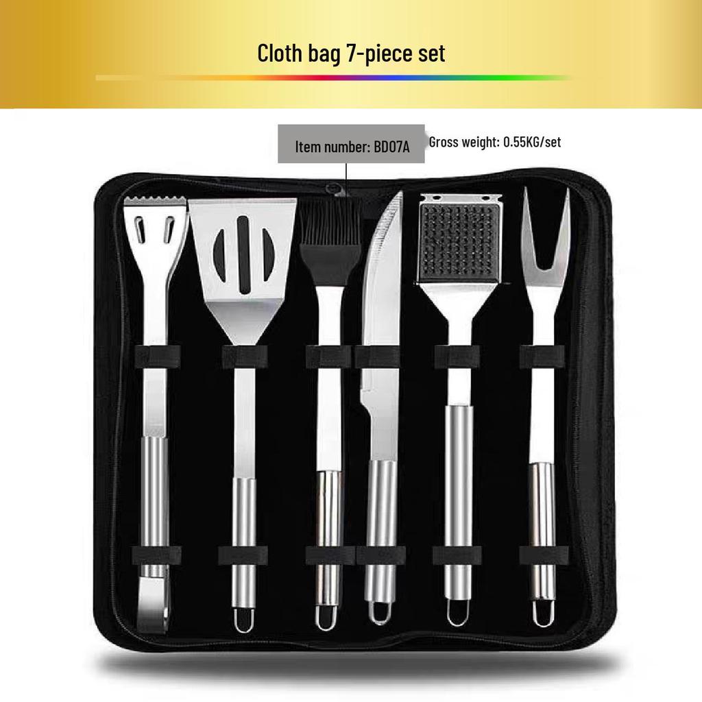 Outdoor BBQ Stainless Steel Tool Set: Knife, Fork, and Spatula
