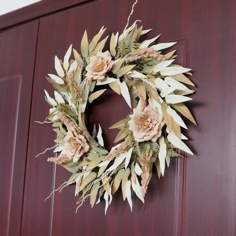Corona de Flores de Peonía Artificial Corona del Día de Acción de Gracias Corona de Otoño para Puerta Principal Jardín Casas de Campo Fiesta de Acción de Gracias