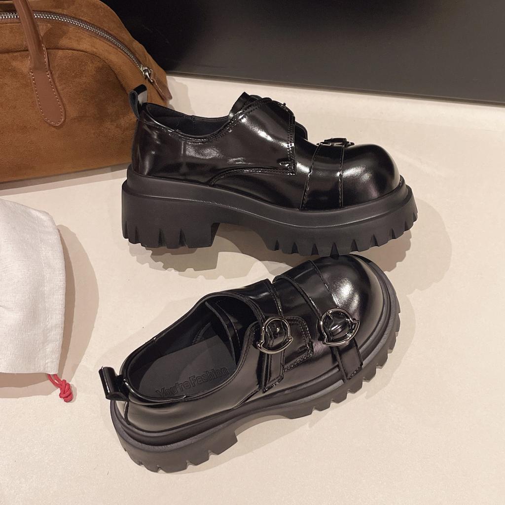 Platform muffin small leather shoes women's 2025 new spring Japanese college JK single shoes loafers Mary Jane women