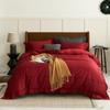 100S Sateen Long-Staple Cotton Wedding Red Duvet Cover Set - Pure Cotton Bedding for Newlyweds
