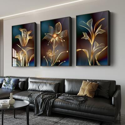 Abstract Black Golden Flower Poster di lusso Arte nordica Pianta Foglia Tela Pittura Immagine moderna della parete per la decorazione del soggiorno