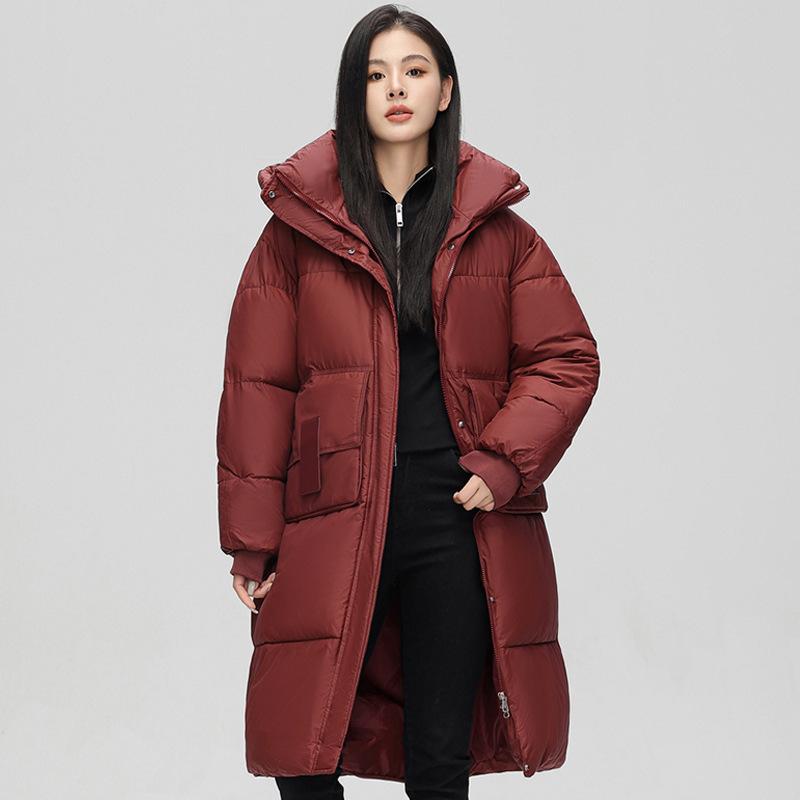 2025 winter new mid-length over-the-knee thickened loose down cotton jacket cotton jacket women's cotton jacket plus-size padded jacket