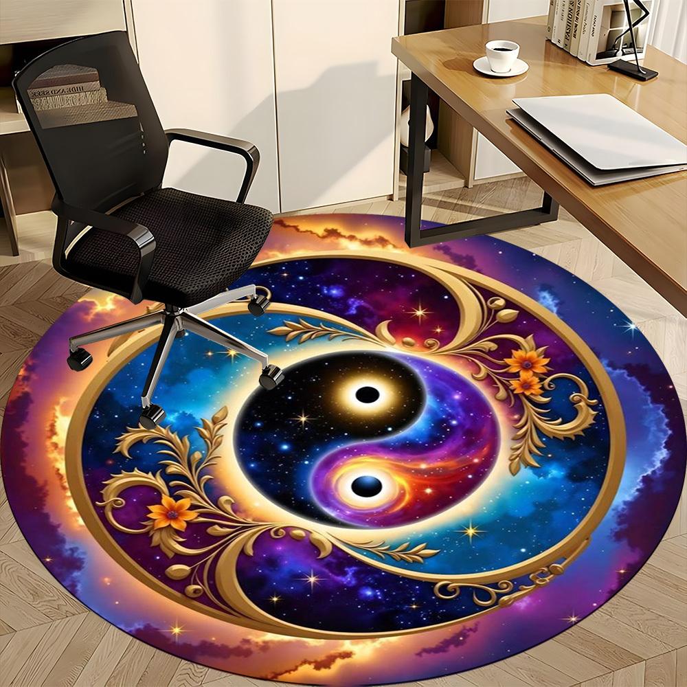 1pc Cosmic Yin Yang Symbol Chair Carpet for Office Non-Slip Mat for Office - Decorative Floor Mat  Yy251030222