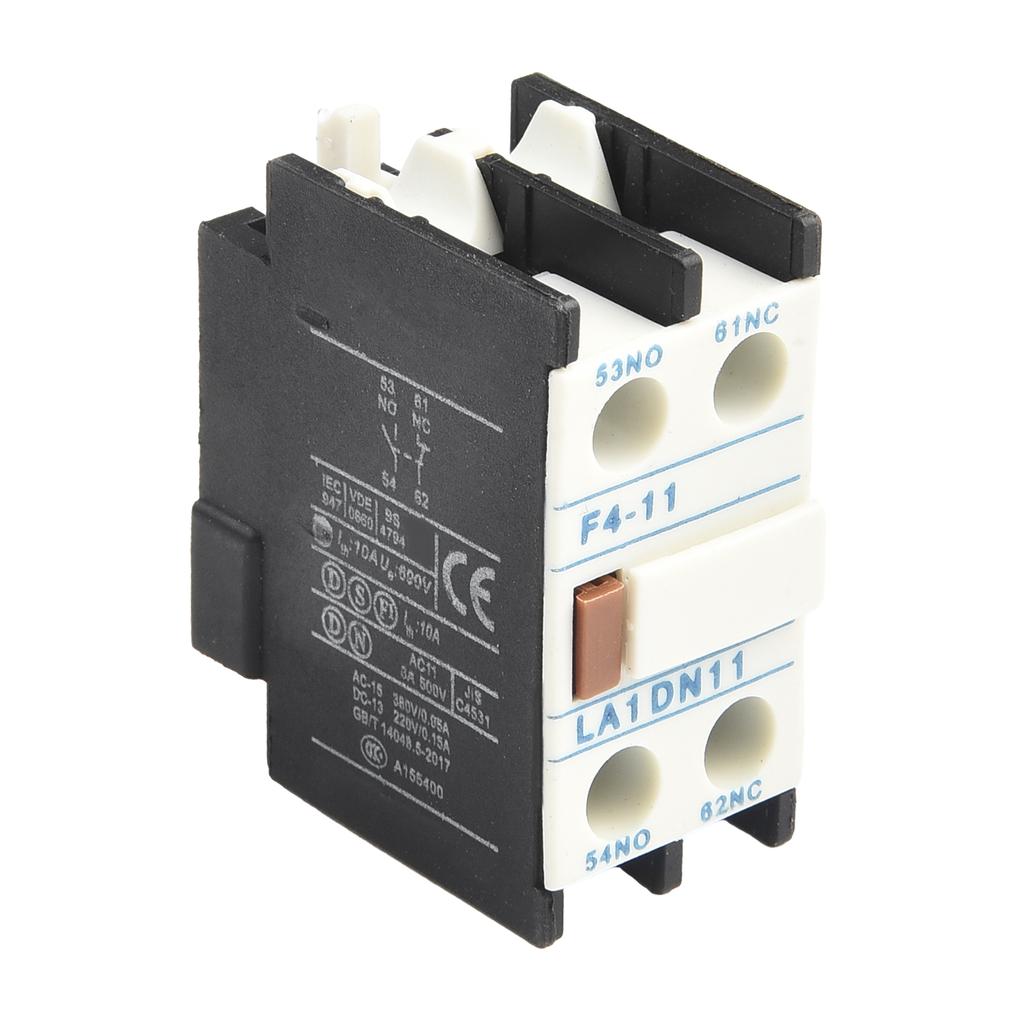 Interchangeable Auxiliary Block F4 11 1NO/1NC for CJX2 AC Contactor 10A Heating Current 690V Insulation 48x30x23mm Footprint