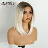 Noble Synthetic Lace Front Wigs For Women 12 Inch Cosplay Short Bob Lace Wig With Bangs Pre Plucked Pre-Cut White Lace Wig