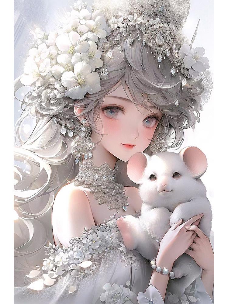 Diamond Painting Embroidery of the Zodiac and Anime Fairy Portrait Set 5DDIY Colorful Dragon, Rabbit, and Pig Home Decoration