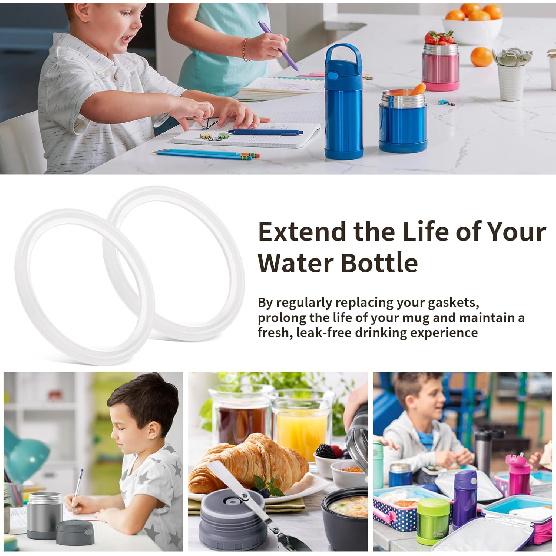 Replacement Gaskets Compatible with Thermos Stainless King Food Jar 16 and 24 Ounce, Silicone Seals Ring Ensures Containers a Leak-Proof Seal,