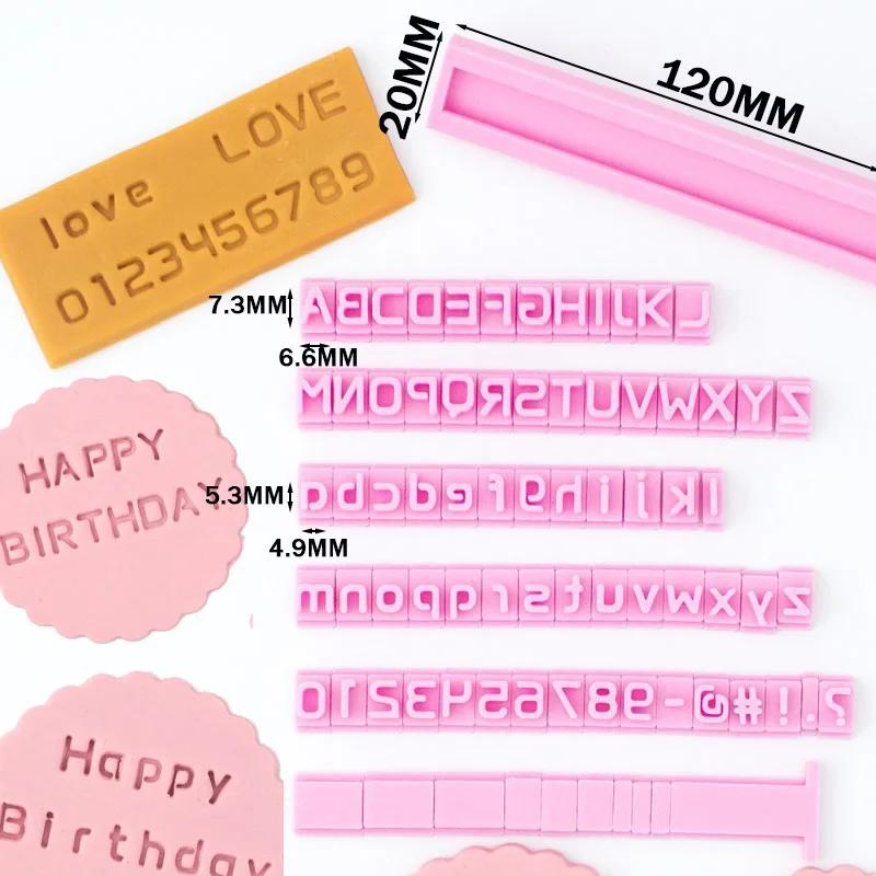 Alphabet A-Z Letter & Symbol Cookie Stamp Set Number Uppercase Letter Lowercase Letter Full Font Set Cake Clay Embosser Stamp