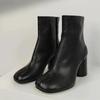 Fashion 2025 Autumn Winter Soft Leather Split Toe  Women Ankle Boots Fashion Thick High Heels Chunky Shoes Ins Style Short Booties