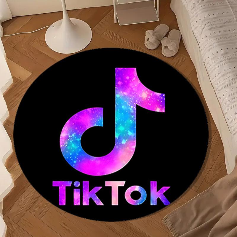 Tiktok Logo Design Round Mat, Anti-slip Circle Carpet Chair Rug For livingroom,Bedroom, Doormat Home Decor Gift Christmas Gifts