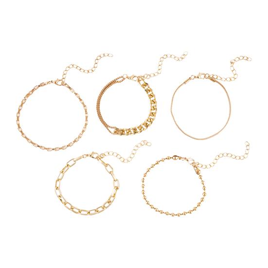 45783 Pcs/Set Women Stacking Bracelet Set Retro Hip Hop Style Snake Bone Chain Different Hollow Chain Adjustable Golden