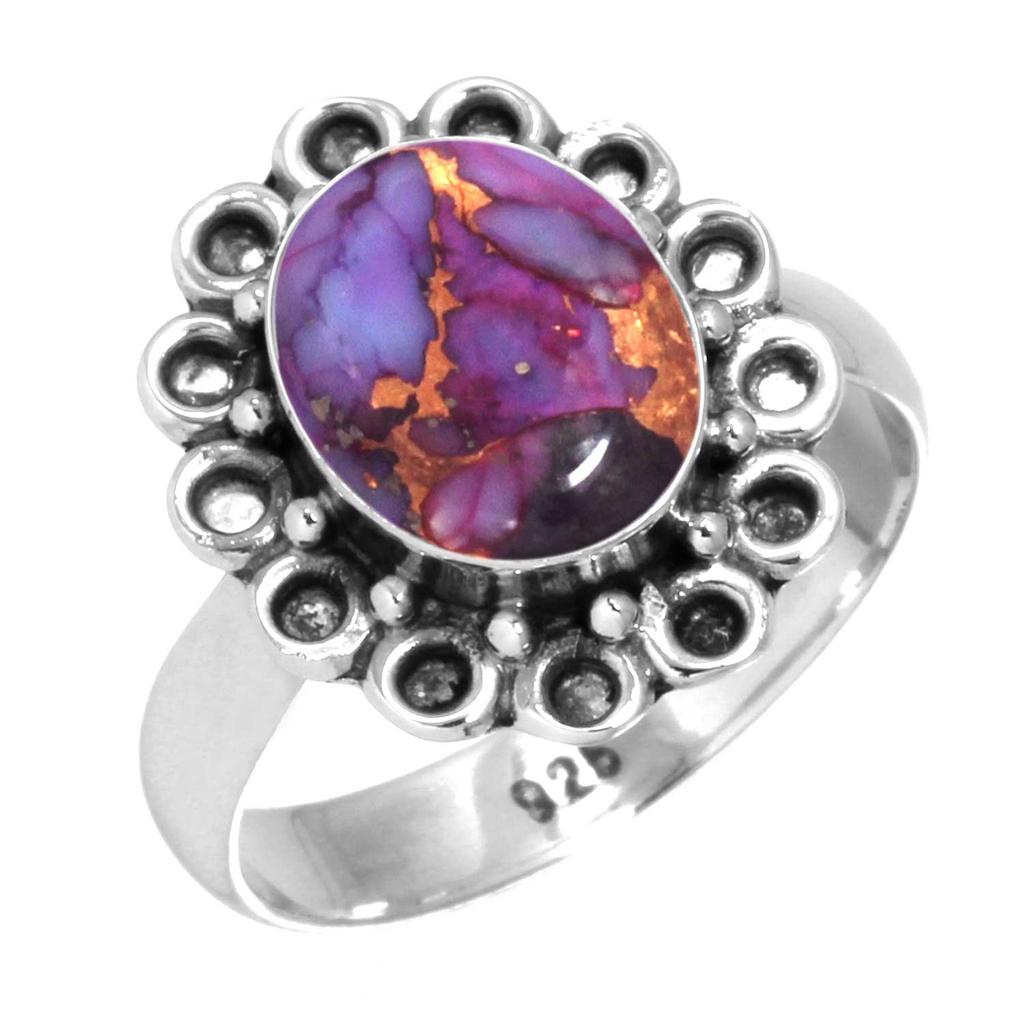 925 Sterling Silver Ring Women Gemstone Handmade Jewelry New Year Gift Blue Green Purple Copper Turquoise Freshwater Pearl Lapis Mother Of Pearl Boho