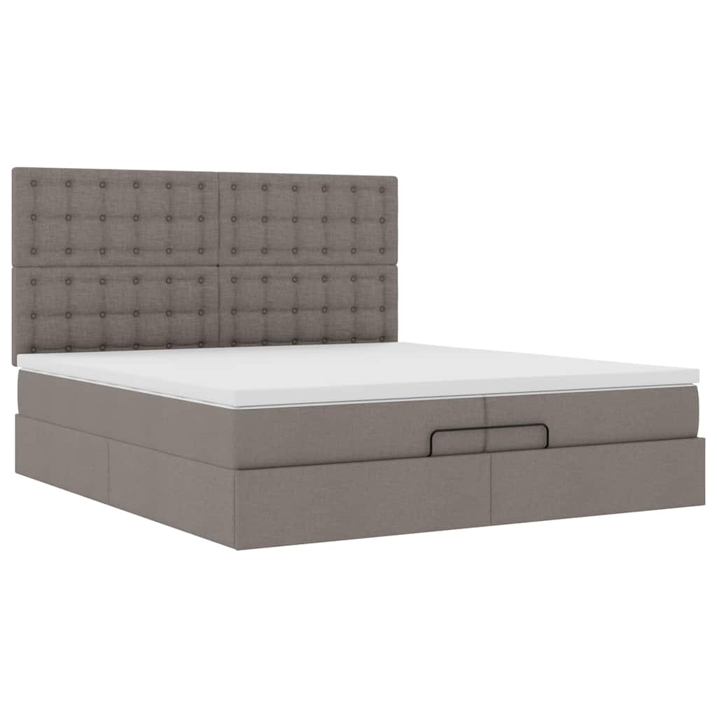 Ottoman Bed with Mattresses Taupe 200x200 cm Fabric