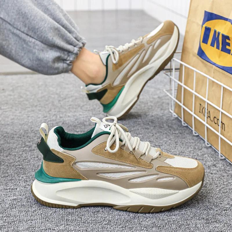 Fashion Men's Casual Sports Shoes 2024 New Fashionable Thick Soled Height Increasing Bread Shoes