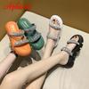 Fashion Aphixta 2025 New Summer Flat Platform Orange Slippers Women Sandals Luxury Crystals Shoes 5cm Chunky Sole Cool Slides