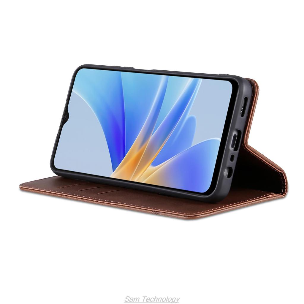 Deluxe Magnetic Adsorption Leather Fitted Case for OPPO A17 / OPPO A17K A 17 K Flip Cover Protective Case Capa Fundas Coque