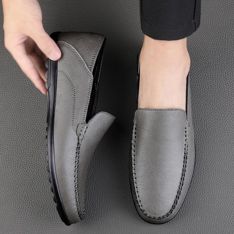 New large size 100% cowhide men leather shoes fashion thick soled business casual leather shoes for men sports light men loafers