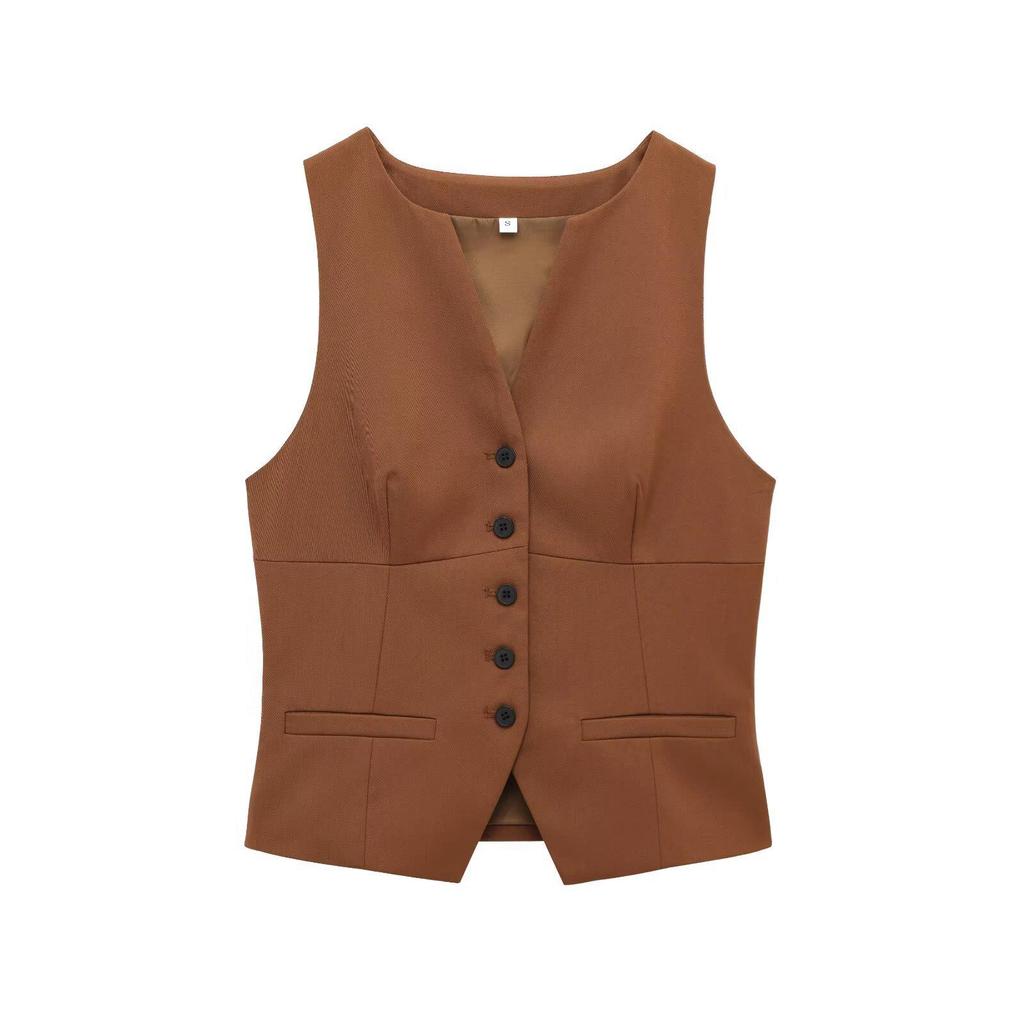 2025 Spring V-Neck Sleeveless Vest Top + A-Line Midi Skirt: European & American Style