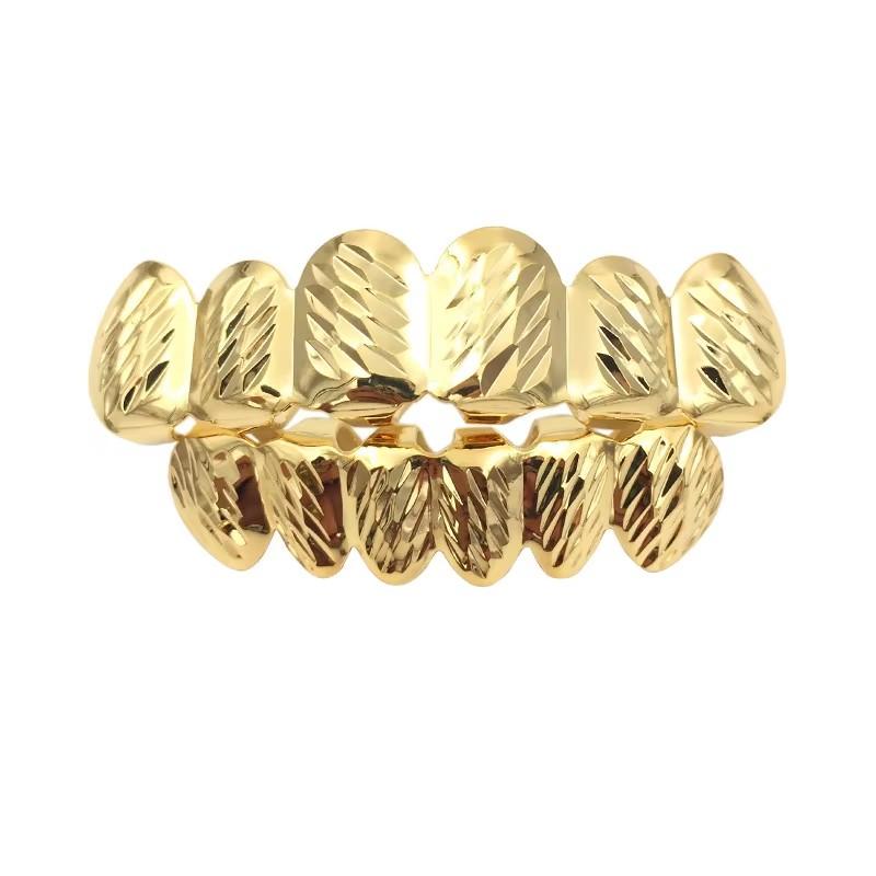 New Arrival Cheap Price Hip Hop Style 14k Gold Plating 6 Teeth Top& Bottom Street Style Grillz for Teeth Hip Hop Jewelry