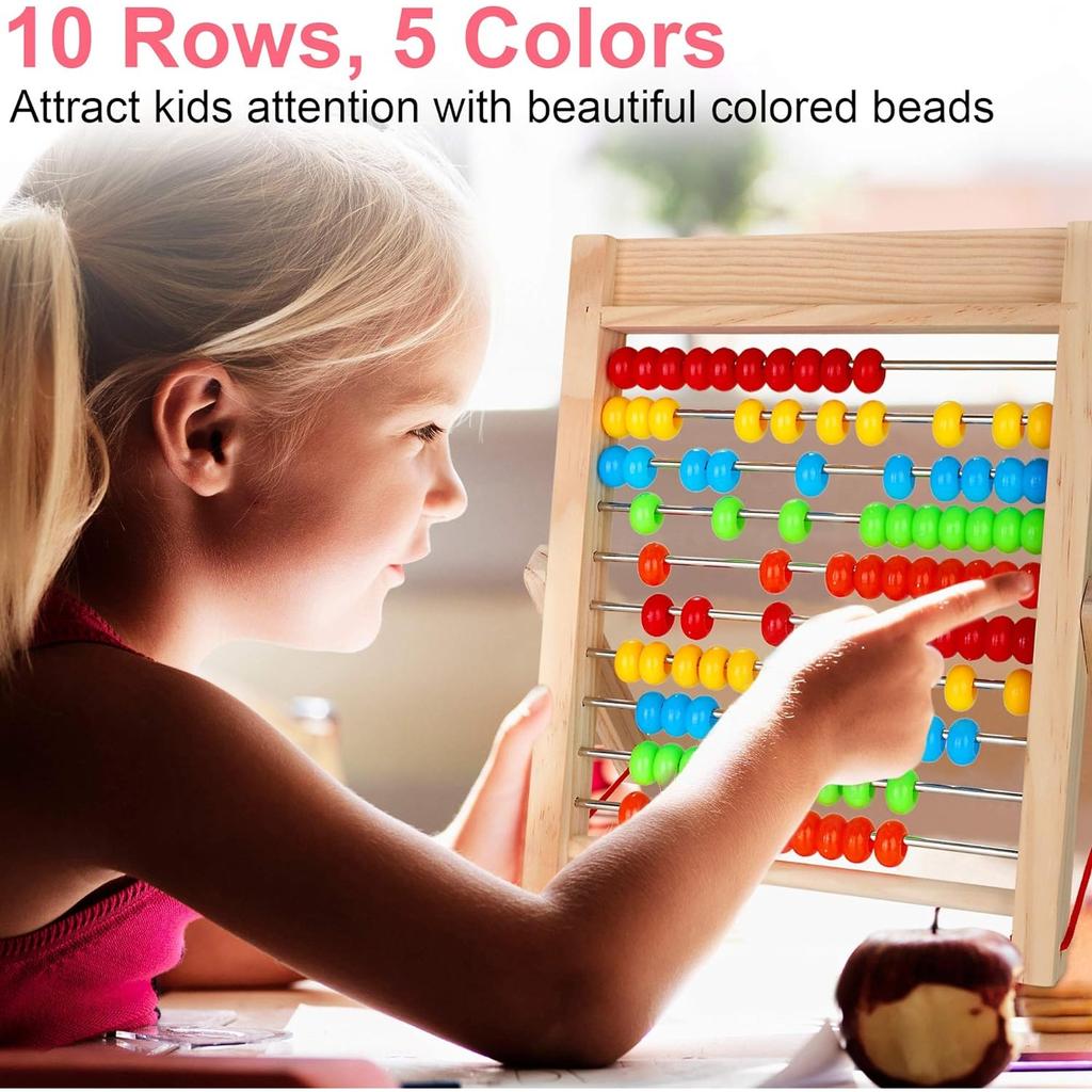 Primary School Abacus Calculation Slider with 100 Beads/Counting Sticks/Number Alphabet Cards Educational Toy Gift for Children Counting Frame