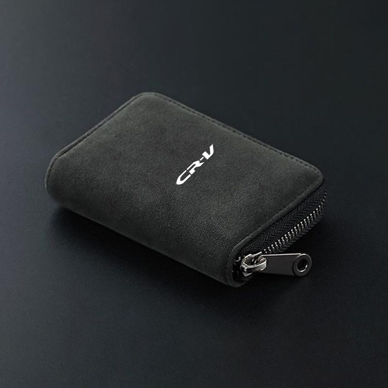 11-Card Slot Suede Wallet Car Driver Licence Cards Bag Zip Coin Purse For Honda Odyssey City HRV Jazz Accord Civic CRV Accessory IP8
