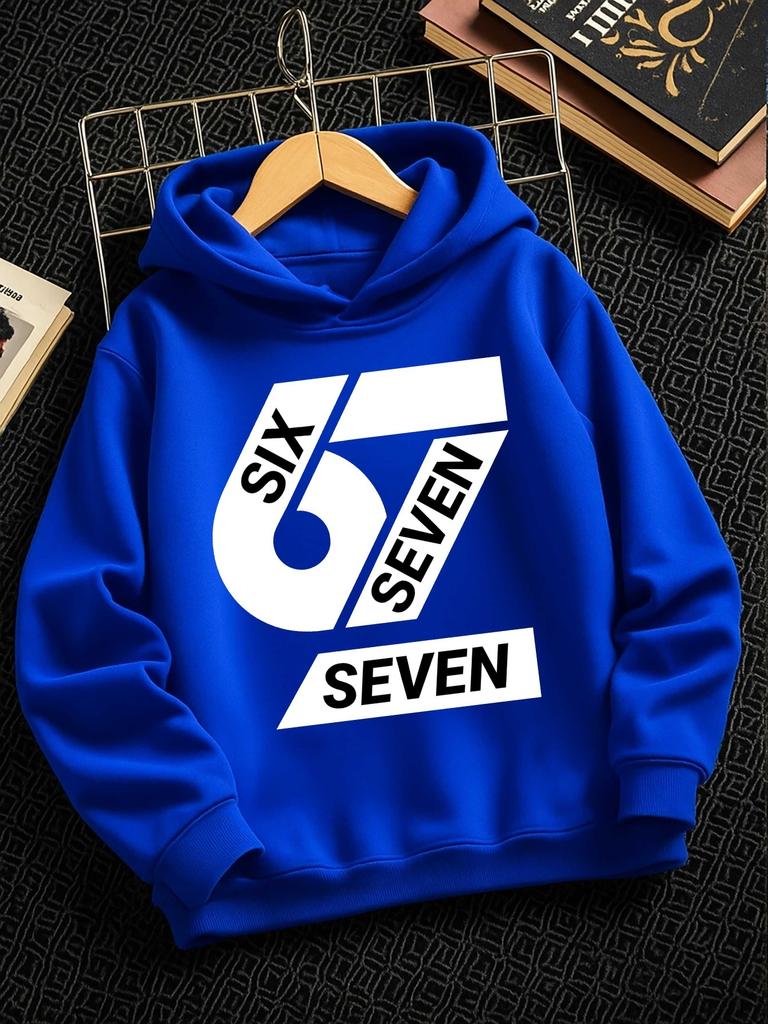 Abstract Geometric Text Monochrome Autumn And Winter Boys Winter Fashion Casual Hoodie Fashion Sports Print Sports Outdoor
