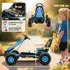 Go-kart a pedali per bambini con sedile regolabile, pneumatici in EVA, frizione manuale, freno, Go-kart per bambini 3-8 anni, Blu