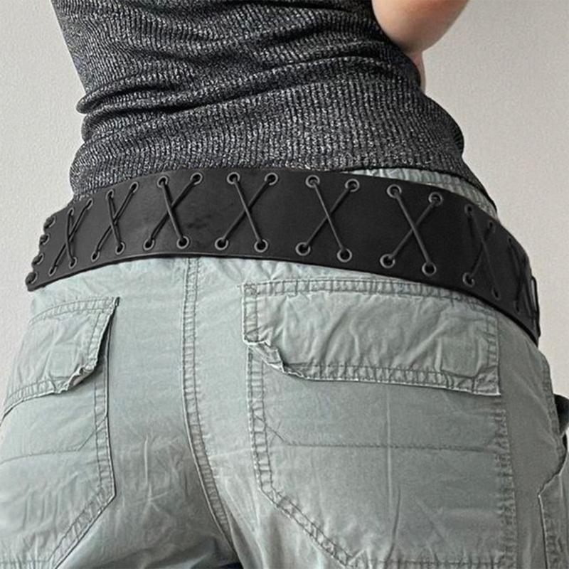 Adjust Laceup Cincher Belt Women Waist Belt Western Wide Belt PU Corset