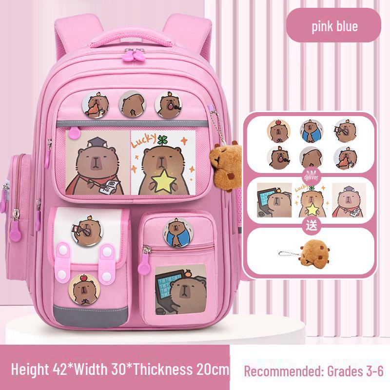 Capibara Schoolbag: Large Capacity, Lightweight Backpack for Grades 1-6, Ideal for Boys and Girls