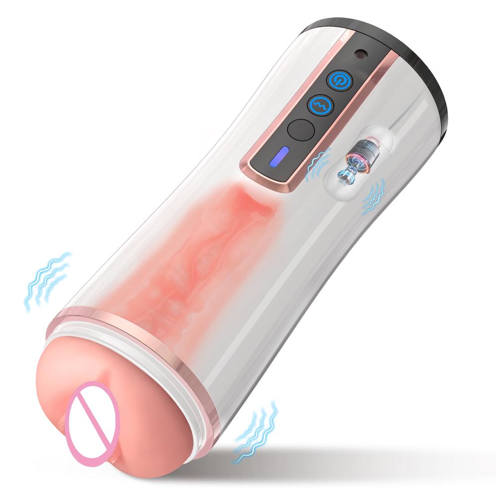 Automatic Sucking Male Masturbator, Blowjob Cup, Pocket Type Vaginal Sex Toy, 10-speed Vibrating Penis Glans Trainer (with Box)