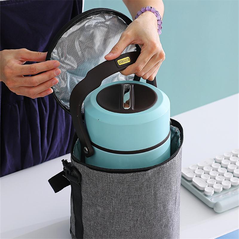 Fashion Oxford Thermal Bag for Lunch Portable Picnic Food Fresh-Keeping Cooler Women Men Bento Box Round Barrel Insulated Bags