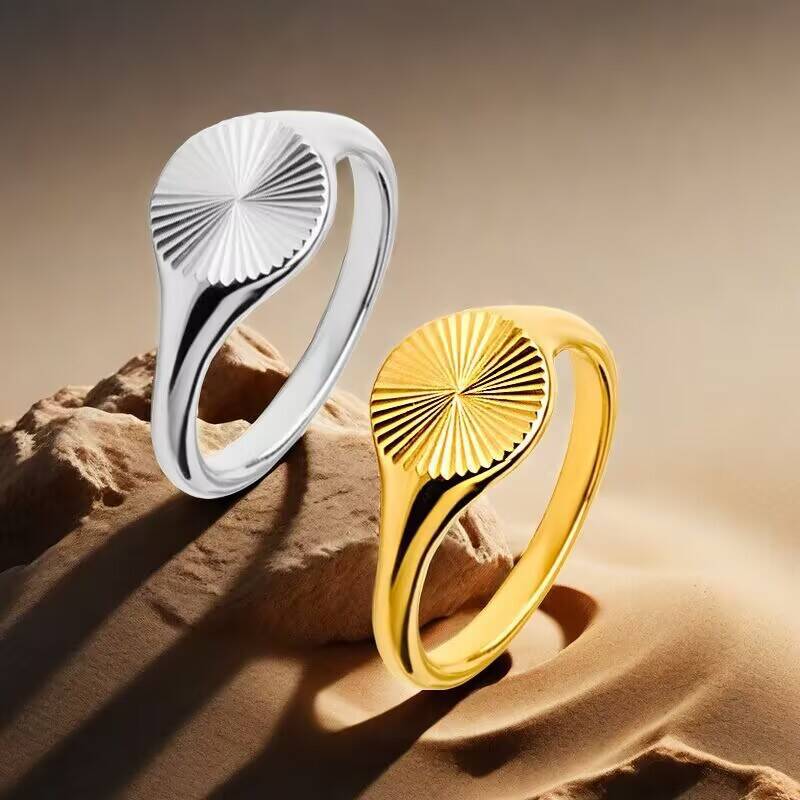 Premium Titanium Steel Ring Ins Cold Wind Sun Flower Round Index Finger Ring Fashion Couple Ring