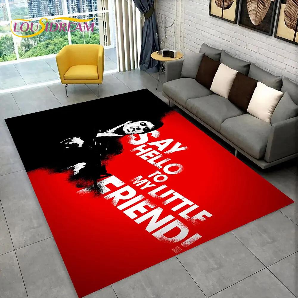 Film Scarface Tony 3D Baskılı Alan Halısı Büyük, Oturma Odası Yatak Odası Kanepe Giriş Halısı Dekorasyonu İçin Halı Kilim, Çocuk Oyun Kaymaz Zemin Matı