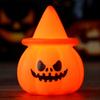 Halloween Pumpkin Night Light, LED Light-up Witch Hat Pumpkin, Spooky Cartoon Pumpkin Table Lamp for Holiday Party Decoration