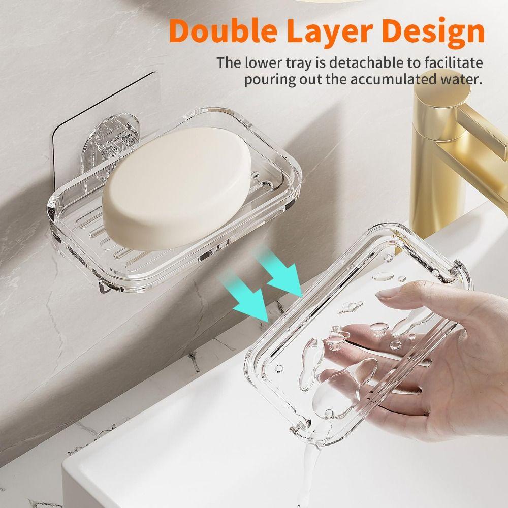 Wall Mounted Soap Dish Self Draining Soap Saver NEW Bathroom Organizer  Bathroom Supplies