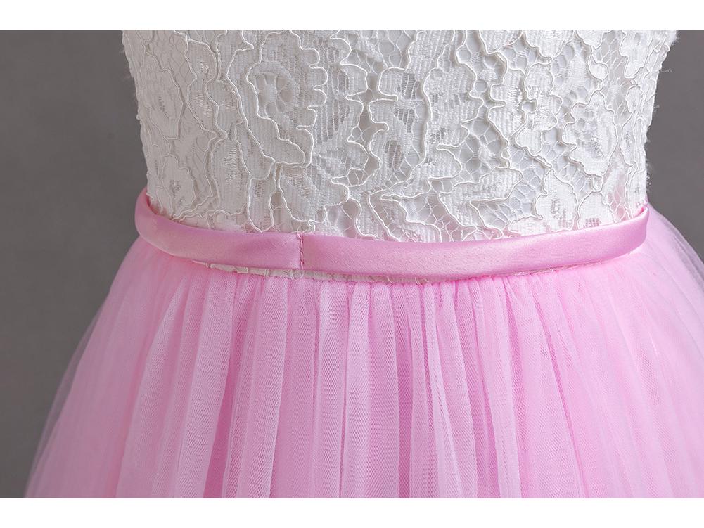 Girls' Lace Spaghetti Strap Flower Girl Dress - Puffy Formal Princess Gown for Wedding or Fashion Show Performance