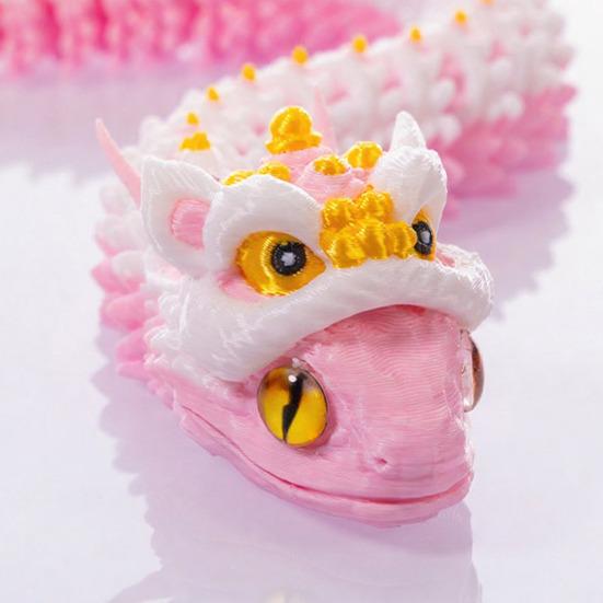 10" 3D Printed Snake Toy Movable Articulated Lion Dance Snake Figurine Flexible Animal Fidget Toy for Kids Collectors Home Office Executive Desk Decor