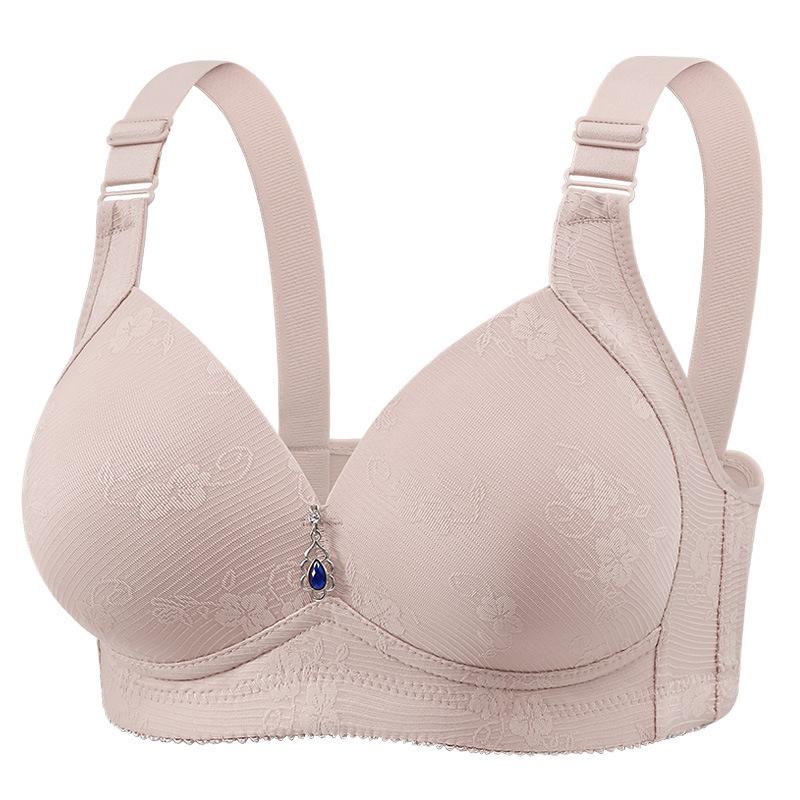 High-grade anti-sagging large size thin underwear women gather fat mothers in the elderly without steel ring bra