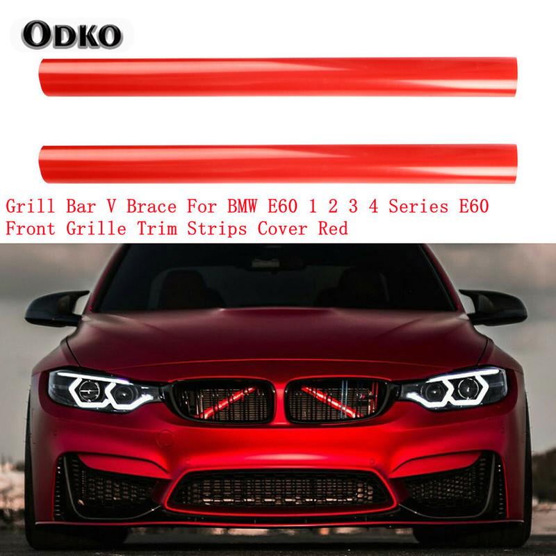 2Pcs Support Grill Bar V Brace Wrap For BMW F30 F31 F32 F33 F34 F01 F02 F03 Front Grille Trim Strips Cover Frame Decor Stickers