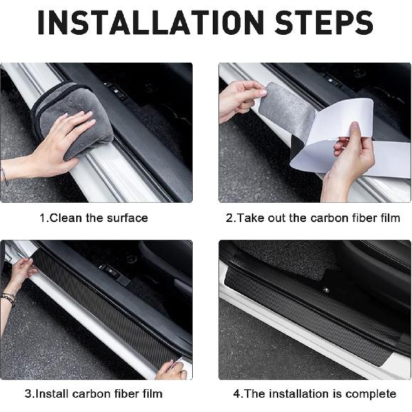 Tricolor Door Sill Protectors For Toyota Tacoma TRD 4Runner Tundra Rav4 Highlander Accessories, Carbon Fiber Front/Rear Door Sill Plate Guard, Retro