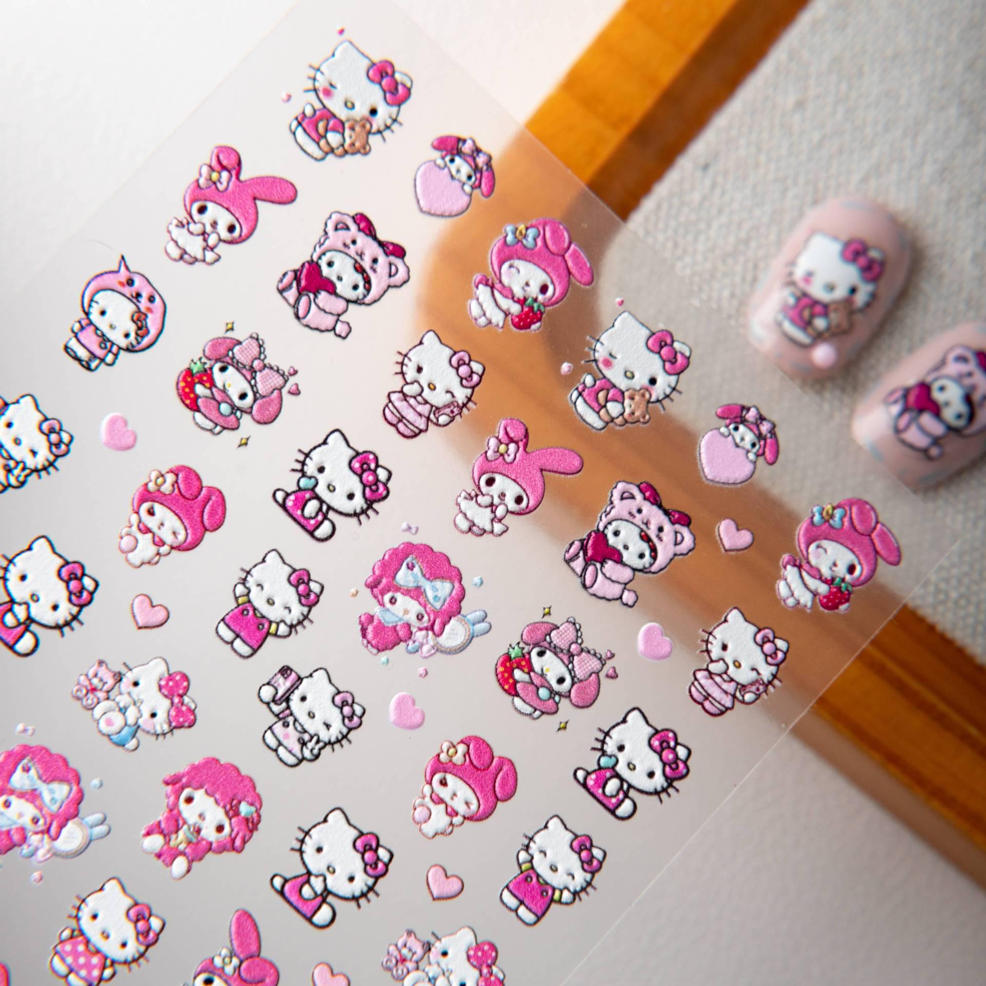 Cyansea Милые Наклейки для Маникюра Hello Kitty Розовое Сердце CF-1308