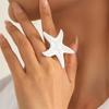 Elegant Big White Flower Ring Adjustable Open Finger Ring for Women Exaggerated Jewelry for Weddings and Birthdays