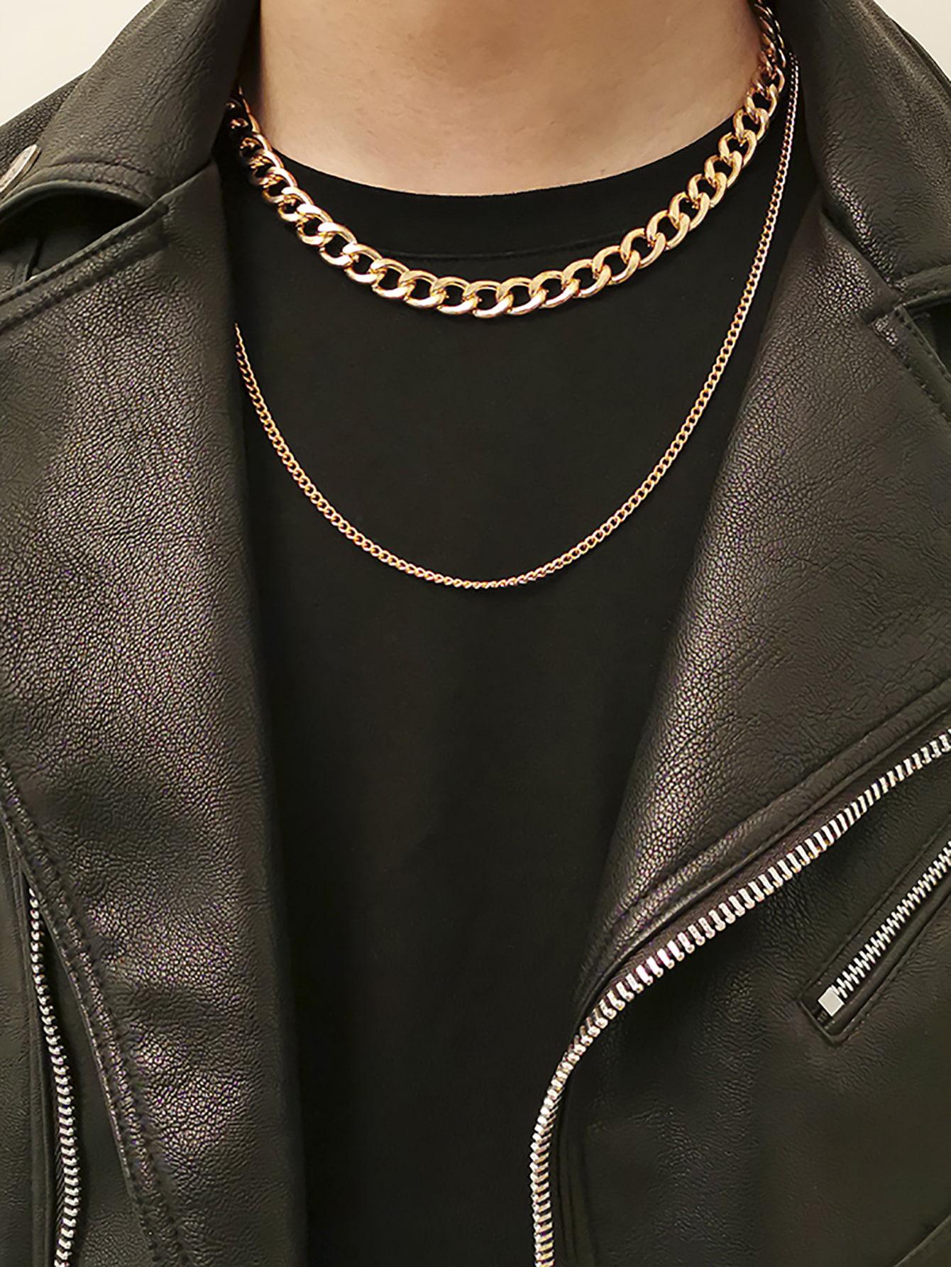 

Unisex Double Layer Hip Hop Clavicle Chain: Cuban-Style Versatile Necklace золотий